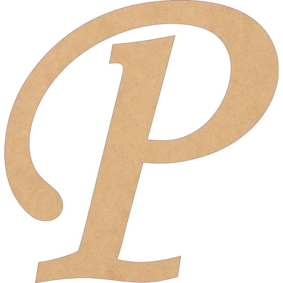 Wood Script Letters, Blank 6'' Monotype Font P, Craft Wall Hanging Shape