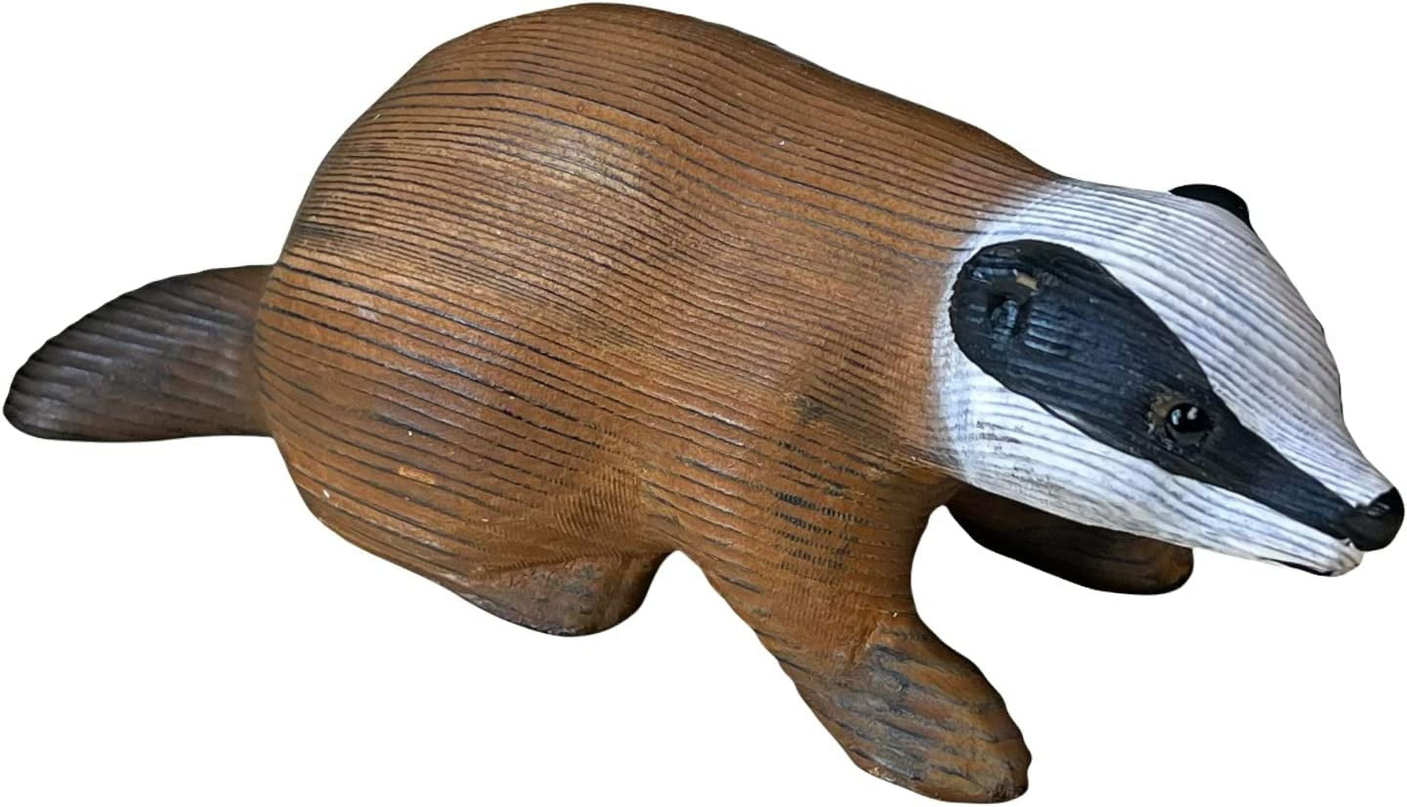 Wood Sculpture Badger Wood Statue Wood Handmade Wood Badgers ...