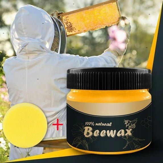 Wood Seasoning, Furniture Polish, Wood Seasoning Beeswax for Furniture Wood Polish for Floor Tables Chairs Cabinets for Home Furniture to Protect and CareWood Wax and Sponge