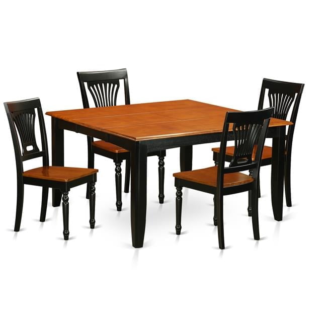Wood Seat Dining Room Set - Table & 4 Chairs, Black & Cherry - 5 Piece ...