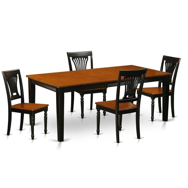Wood Seat Dining Room Set - Table & 4 Solid Chairs, Black & Cherry - 5 ...