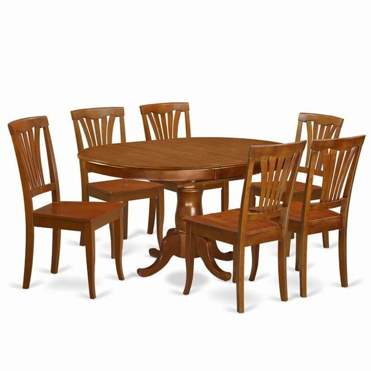 Wood Seat Dining Room Table Set with 6 Kitchen Table & 6 Chairs - 7 ...