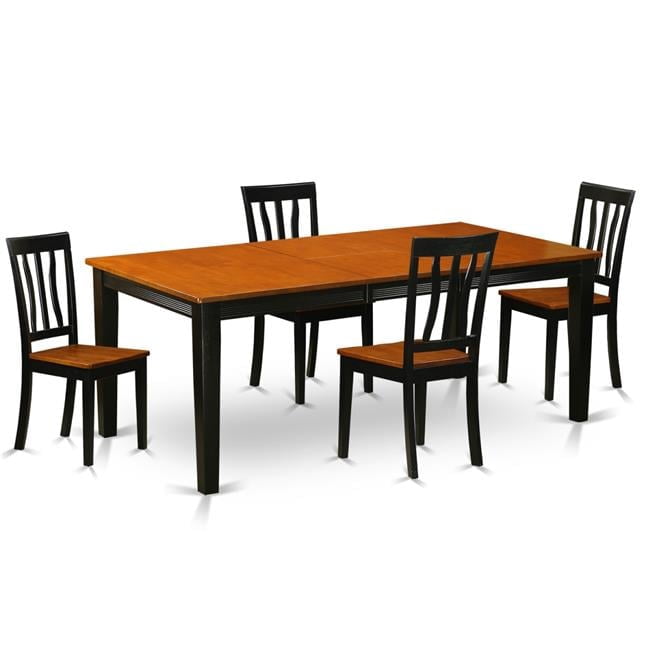 Wood Seat Dining Set - Table with 4 Wooden Chair - Black & Cherry - 5 ...