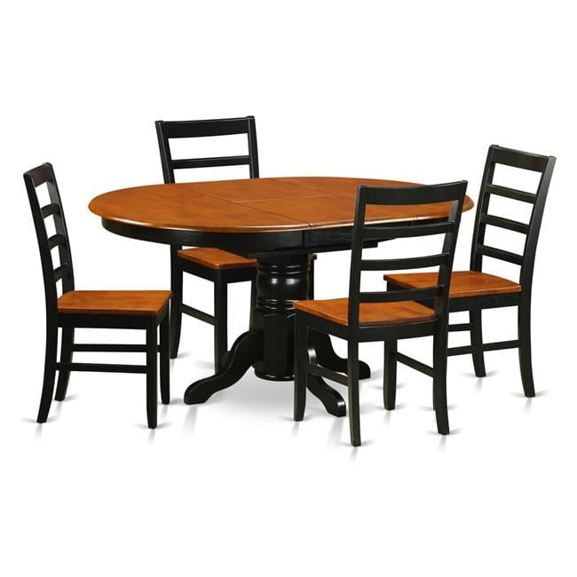Wood Seat Dining Set with 4 Wooden Chairs, Black & Cherry - 5 Piece ...