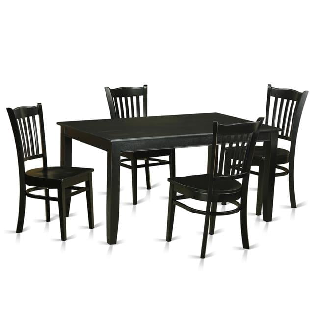 Wood Seat Dining Table Set - Table & 4 Chairs, Black - 5 Piece ...