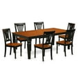 thumbnail image 1 of Wood Seat Kitchen Table Set with One Logan Dining Table & 6 Chairs, Black & Cherry - 7 Piece, 1 of 1