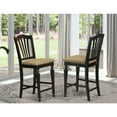 thumbnail image 1 of Wood Seat Stools - BlackFinish - 24" Seat Height - Comfortable Slatted Back, 1 of 1