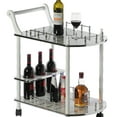 thumbnail image 1 of Wood Serving Bar Cart Tea Trolley with 2 Tier Shelves and Rolling Wheels, 1 of 11