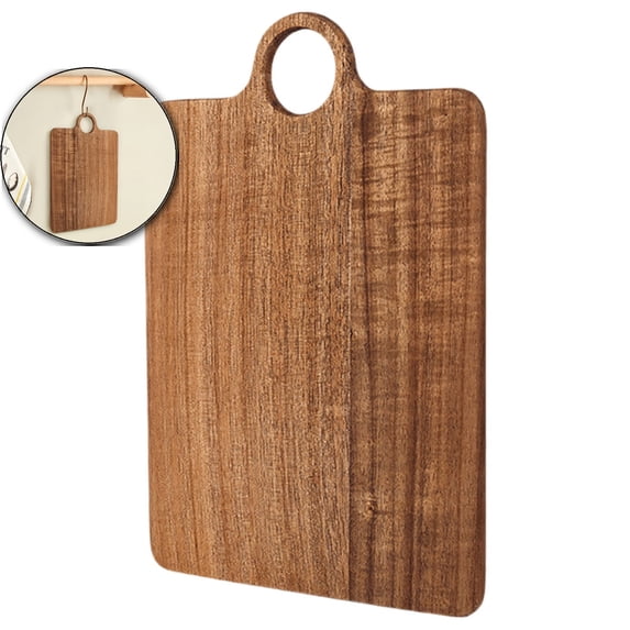 Wood Serving Board with Handle, Wooden Cutting Chopping Board for Meat, Vegetables, Bread, Charcuterie, Cheese Board - Food Serving Tray for Kitchen Appetizers