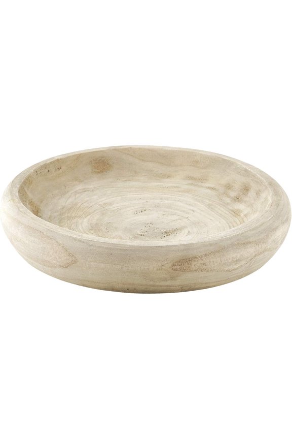 Wood Serving Bowl, Hand Carved Paulownia Wood Fruit Bowl / Wood Decor, 11.5" Large, Natural