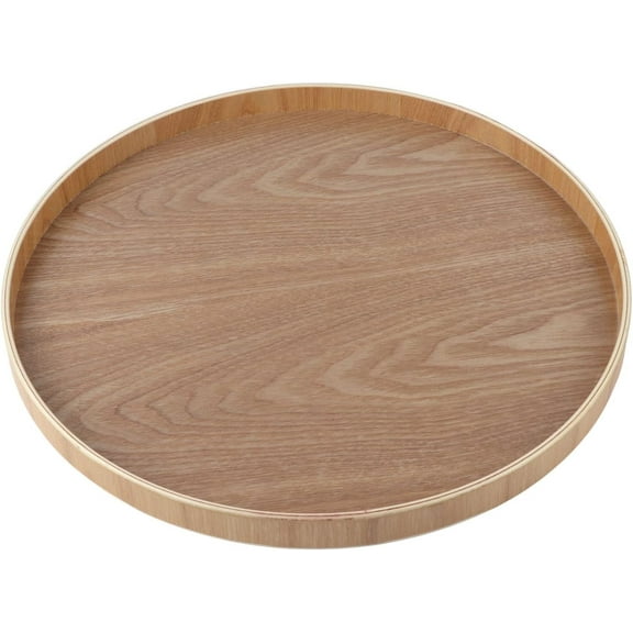 Wood Serving Tray 12 Inch, Round Decorative Platter for Home Decor Kitchen Table Candle Holder, Brown