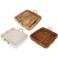 thumbnail image 1 of Wood Serving Tray with Handle, Rustic Three Color Choices Tray, Stylish Display Board, 15 "W x 4 "H x 15 "D, Coffee Table Decoration for Livingroom Diningroom (White), 1 of 8
