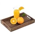 thumbnail image 1 of Wood Serving Tray, Rectangular Butler Serving Tray with Handle, Coffee Table Tray Decorative Ottoman Tray for Tea, Coffee, Breakfast, Table Centerpieces, 1 of 10