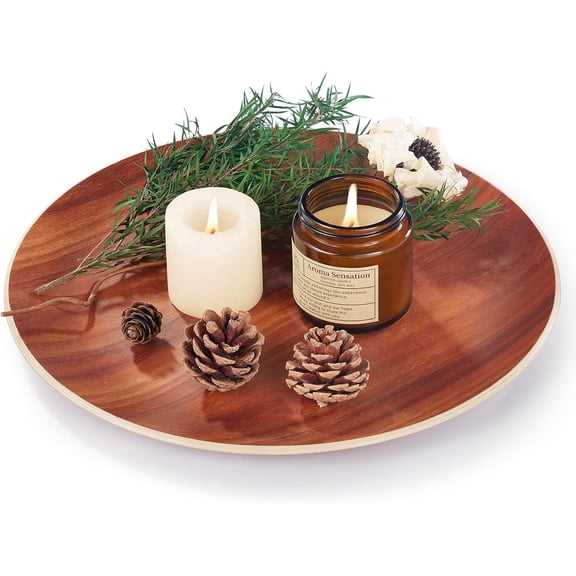 Wood Serving Tray: Round Serving Platter,11.5" Small Decorative Trays for Home Decor, Kitchen Counter, Coffee Table, Charcuterie Board for Party, Wedding, Housewarming