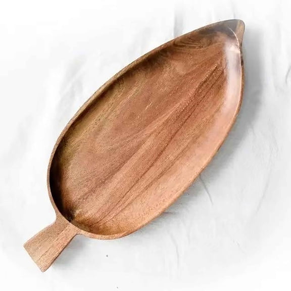 Wood Serving Tray With Handles,Leaf Serving Plates For Sushi Snacks High Tea Party Restaurant-Leaf-Small