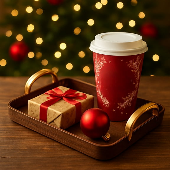 Wood Serving Tray with Gold Polished Metal Handles, Home Decorative Wooden Rectangle Decor Platter Bathroom Vanity Tray for All Occasions