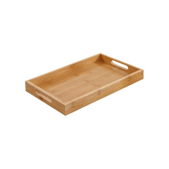 Wood Serving Tray with Handles – Decorative Serving Trays Platter for Breakfast in Bed, Lunch, Dinner, BBQ, Party C 35*22*4