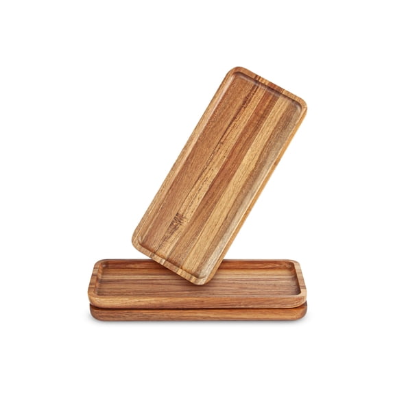 Wood Serving Trays 14"*3pcs Rectangular Acacia Wood Food Platters