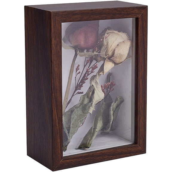 Wood Shadow Box Frame Dried Flower Display Frame Memory Tickets Storage Box Photo DIY Crafts Tabletop Decor with Back Board