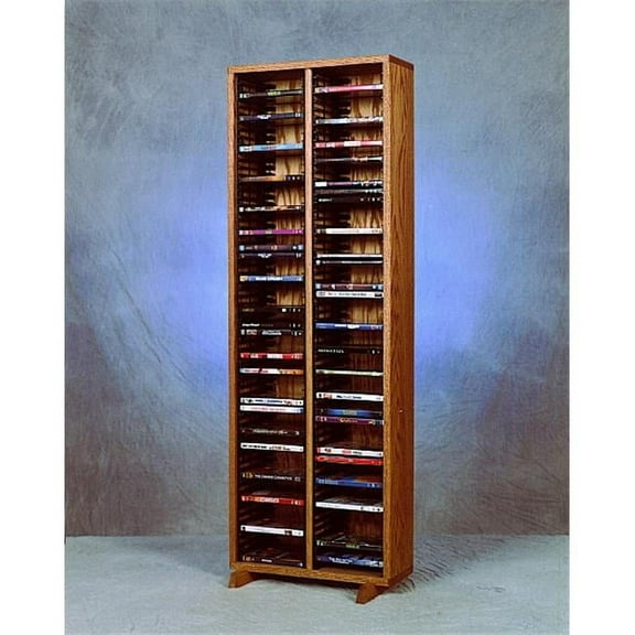 Wood Shed 210-4 DVD Solid Oak Tower for DVDs - Individual Locking Slots