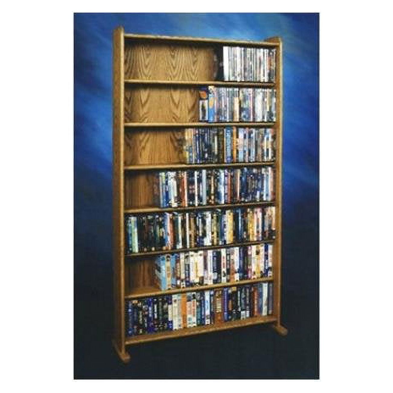 Wood Shed Solid Oak 7 Shelf for DVDs VHS Tapes books and more