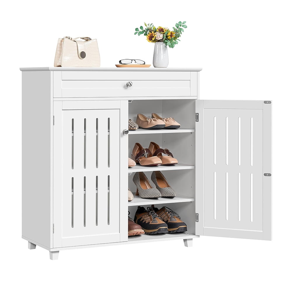 Wood Shoe Cabinet, Versatile Shoe Rack with 1 Big Drawer, Sturdy Shoe ...