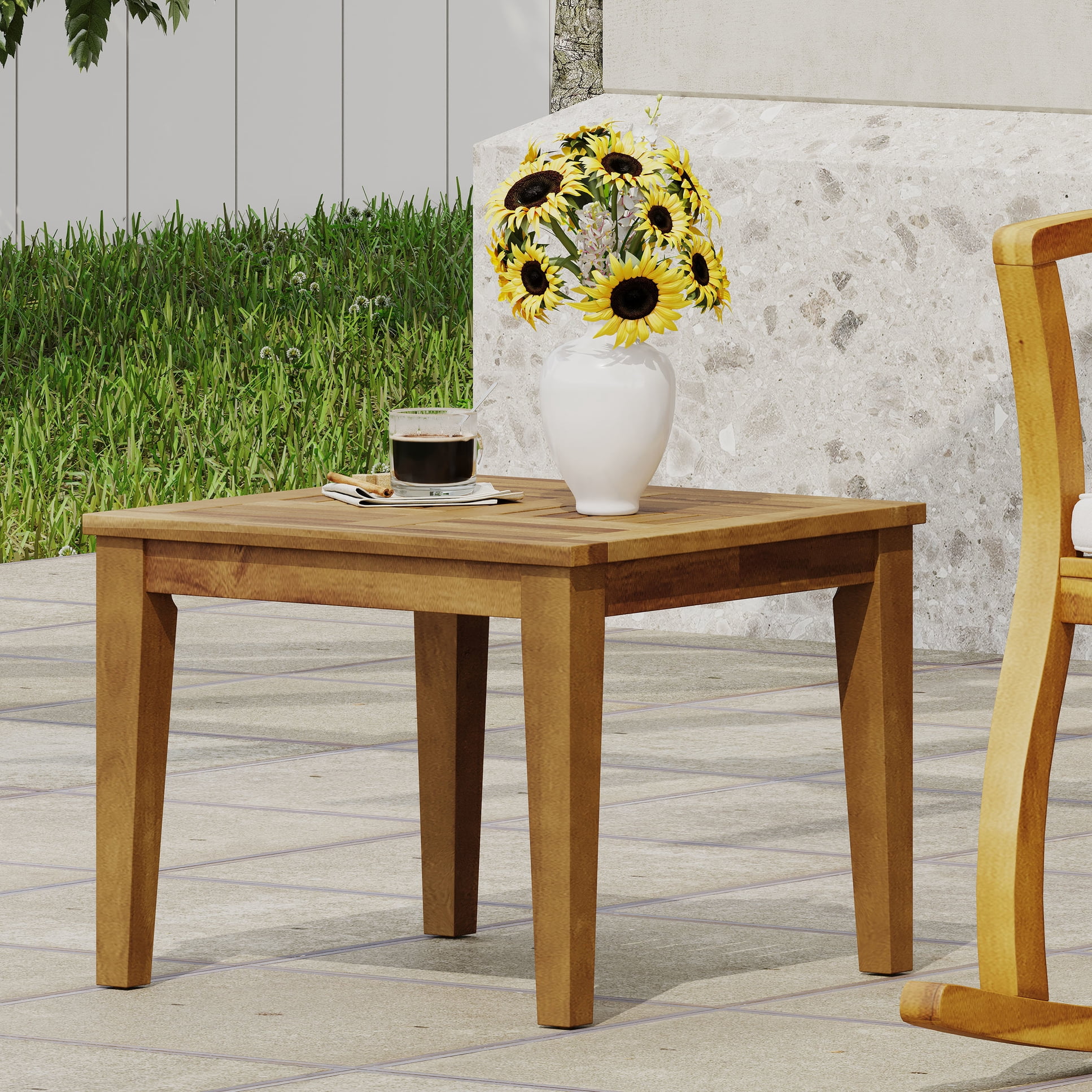 Wood Side Table For Seating Area - Compact, 20
