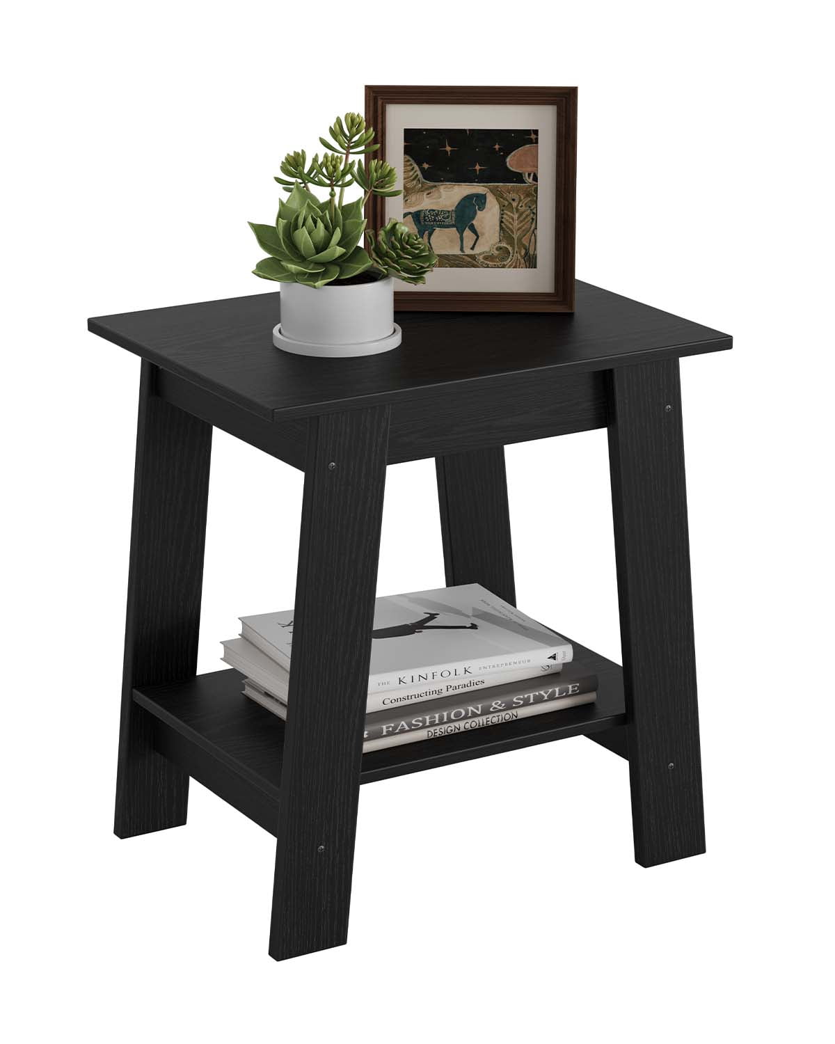 Wood Side Table with Storage Shelf, Small End Tables for Small Spaces ...