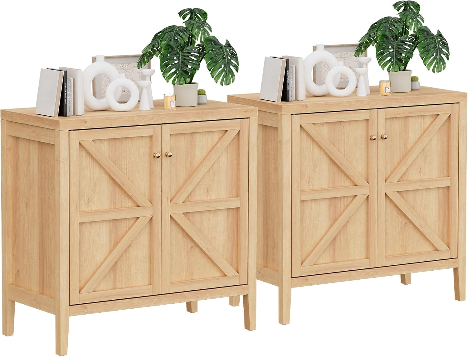 Wood Sideboard Buffet Cabinet with Doors - Farmhouse Kitchen Storage ...