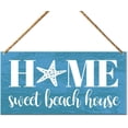 thumbnail image 1 of Wood Sign 5x10 Inch Beach Wood Sign Decor Summer Bathroom Home Beach House Wall Decoration Bedroom Living Room Door Decor Farmhouse Hanging Sign Decorations Sweet Beach House Gift For Women Men, 1 of 6