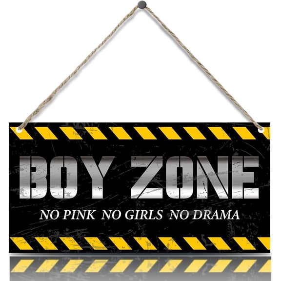 Wood Sign 5x10 Inch Boy Zone Hanging Wooden Sign Little Man Cave No No Girls No Drama Quote Plaque Hanging Wall Art Decor For Nursery Kids Toddler Boys Bedroom Playroom Living Room Decorations