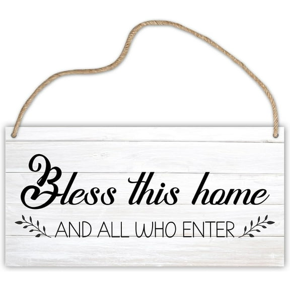 Wood Sign 5x10 Inch Christian Home Decor Wooden Hanging Plaque Blessed Sign House Gifts Farmhouse Religion Home Decor For Living Dining Room Bedroom Kitchen Hallway Bless This Home And All Who Enter