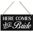 thumbnail image 1 of Wood Sign 5x10 Inch Here Comes The Bride Wedding Signs Wall Hanging Wedding Accessories Stuff Wedding Decorations For Reception Engagement Wedding Party Wall Art Decor Wooden Sign For Hallway, 1 of 6