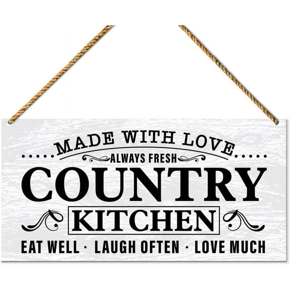 Wood Sign 5x10 Inch Country Kitchen Wood Sign Decor Farmhouse Door Wall Sign Decoration For Rustic Kitchen Dining Room Decor Hanging Sign Eat Well Laugh Often Love Much Wooden Sign Gift For Women Men