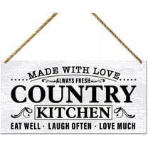 Wood Sign 5x10 Inch Country Kitchen Wood Sign Decor Farmhouse Door Wall Sign Decoration For Rustic Kitchen Dining Room Decor Hanging Sign Eat Well Laugh Often Love Much Wooden Sign Gift For Women Men