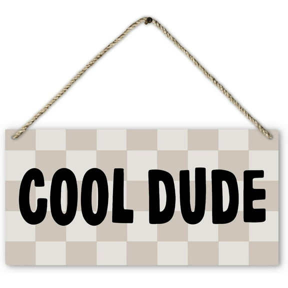 Wood Sign 5x10 Inch Dorm Room Decor Cool Dude Preppy Retro Boho Beige Wood Plaque Sign Hanging Door Wall Decor Boys Room Decor Dorm Decor For College Boys Teen Boy Room Decor Wall Pediments