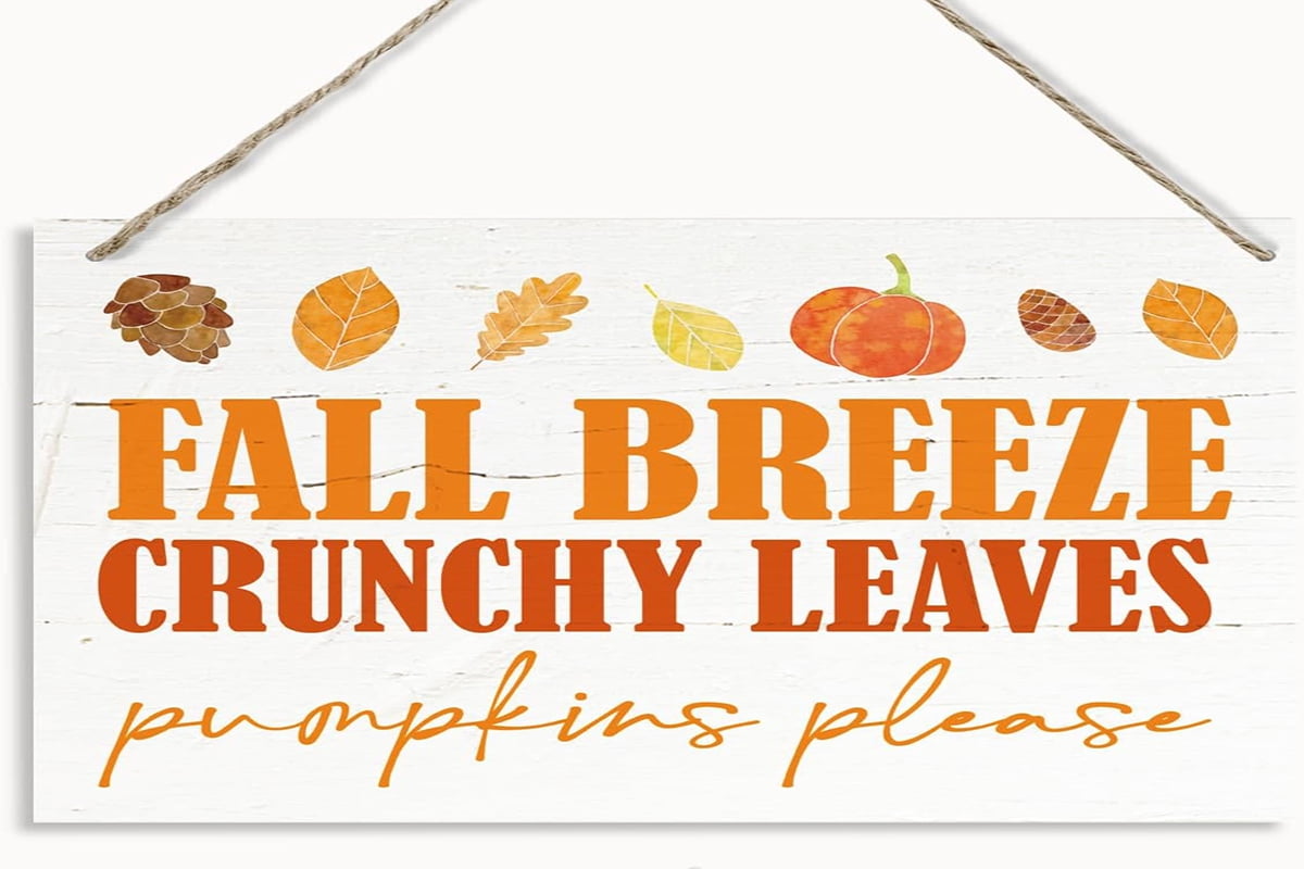 Wood Sign 5x10 Inch Fall Decor Sign Fall Breeze Crunchy Leaves Pumpkins ...