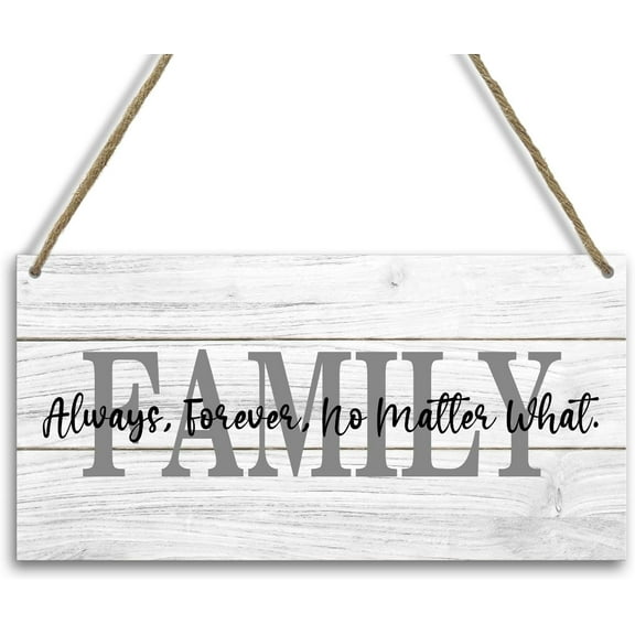 Wood Sign 5x10 Inch Family Wall Decor Wood Hanging Sign Family Signs For Home Decor Home Decor Family Sign Plaque Family Always Forever No Matter What Artwork Gift For Living Room Kitchen Bedroom