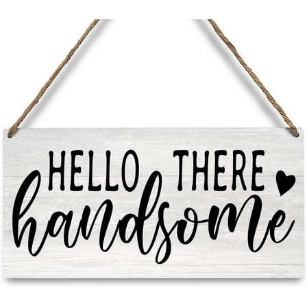 Wood Sign 5x10 Inch Funny Bedroom Sign Wooden Hanging Wall Decor Hello There Handsome Wood Sign For Bedroom Wall Toilet Restroom Best Gift For Couples Decor Bedroom Living Room Decorations