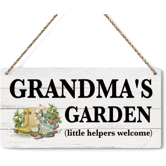 Wood Sign 5x10 Inch Grandma Gifts Outdoor Garden Wooden Sign Decor Indoor Garden Decoration Hanging Signs Outdoor Garden Decor Yard Wall Art Decor Sign Mothers Day Gifts Gift For Women Men