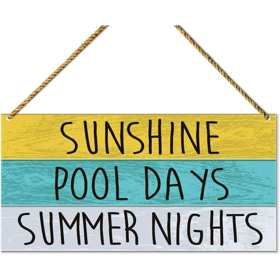 Wood Sign 5x10 Inch Hello Summer Sign Decor For Front Door Sunshine Pool Days Summer Nights Suummer Welcome Sign For Home Porch Decor Dining Room Wall Art Summer Decor For Home Office Bedroom Outdoor