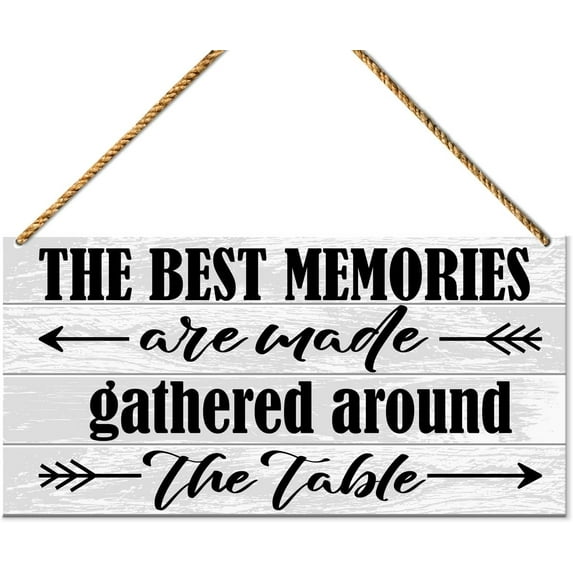 Wood Sign 5x10 Inch Kitchen Wood Sign Decor Kitchen Wall Decorations Dinning Room Door Hanging Sign Decor Kitchen New House Home Gathered Around The Table Wooden Sign Gift For Women Men