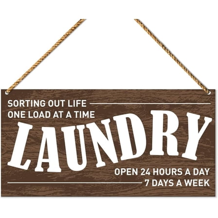 Wood Sign 5x10 Inch Laundry Wood Sign Decor Laundry Wash Room Decorations For Door Wall Hanging Sign Farmhouse Style Bathroom Home Decor Wash Sign For Laundry Room Load At A Time Gift For Women Men