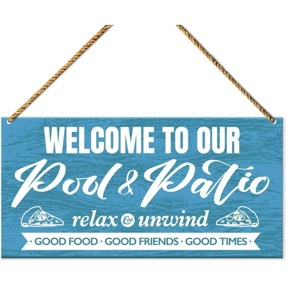 Wood Sign 5x10 Inch Pool Patio Wood Sign Decor Welcome Sign For Patio Front Back Porch Decoration Deck Bar Garden Backyard Decor New House Home Relax Unwind Wooden Sign Gift For Women Men
