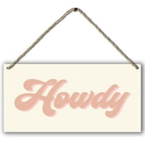 Wood Sign 5x10 Inch Retro Western Howdy Beige Preppy Boho Wood Plaque Sign Wall Hanging Rustic Howdy Hanging Wall Signs For Western Home College Dorm Decor Wooden Sign Gift For Women Men