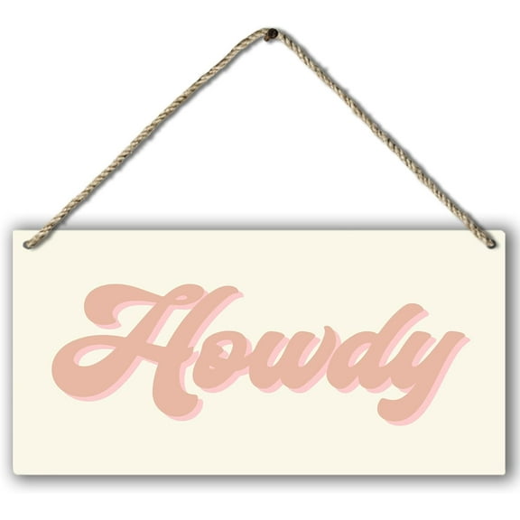 Wood Sign 5x10 Inch Retro Western Howdy Beige Preppy Boho Wood Plaque Sign Wall Hanging Rustic Howdy Hanging Wall Signs For Western Home College Dorm Decor Wooden Sign Gift For Women Men