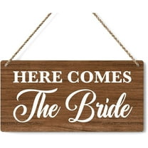 Wood Sign 5x10 Inch Rustic Wedding Sign Here Comes The Bride Funny Wedding Decor Wedding Stuff Engagement Wedding Decorations Ring Bearer Sign Wooden Sign Gift For Women Men