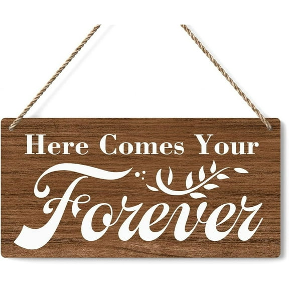 Wood Sign 5x10 Inch Rustic Wedding Signs Here Comes Your Forever Wedding Decor Wedding Stuff Engagement Wedding Decorations Ring Bearer Sign Wooden Sign Gift For Women
