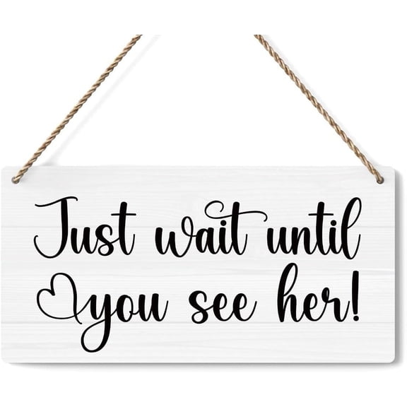 Wood Sign 5x10 Inch Rustic Wedding Signs Just Wait Until You See Her Wedding Decor Wedding Stuff Engagement Wedding Decorations Ring Bearer Sign Wooden Sign Gift For Women Men
