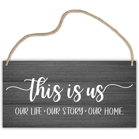 Wood Sign 5x10 Inch This Is Us Wall Decor Wooden Hanging Sign Plaque This Is Us Sign Farmhouse Home Decor Gift For Living Dining Room Bedroom Kitchen Hallway This Is Us Our Life Our Story Our Home